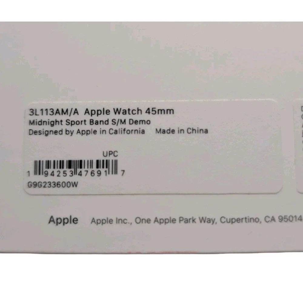 22-N Apple Watch 45mm Midnight Sport Band S/M (Demo) 3L113AM/A ⬇️